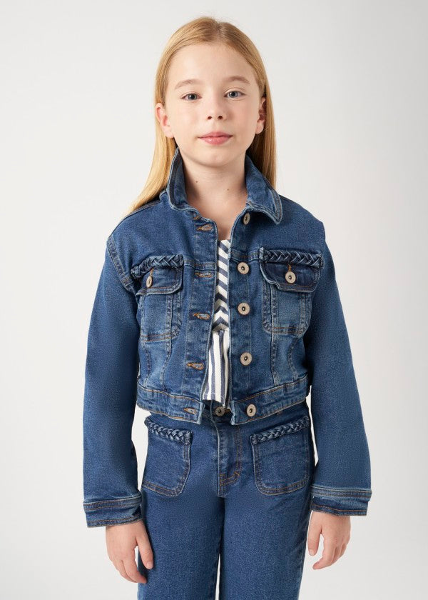 Denim short jacket for girl best sale