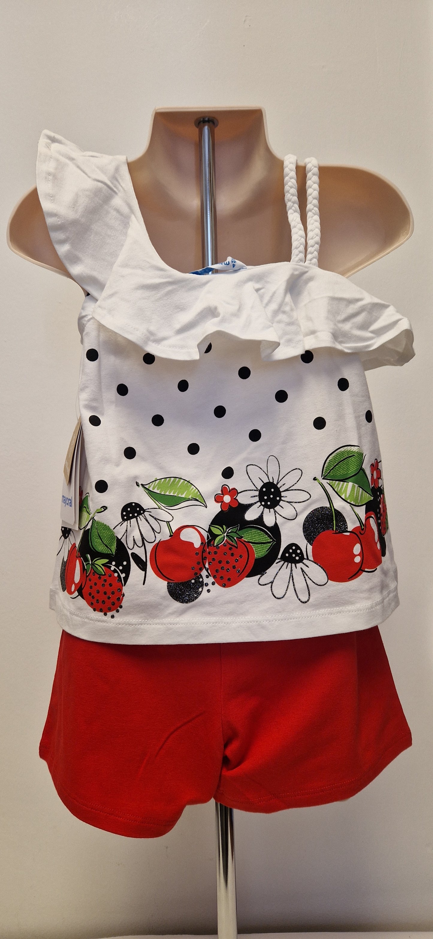 Mayoral Red Berries Top & Shorts Set Girls Age 4