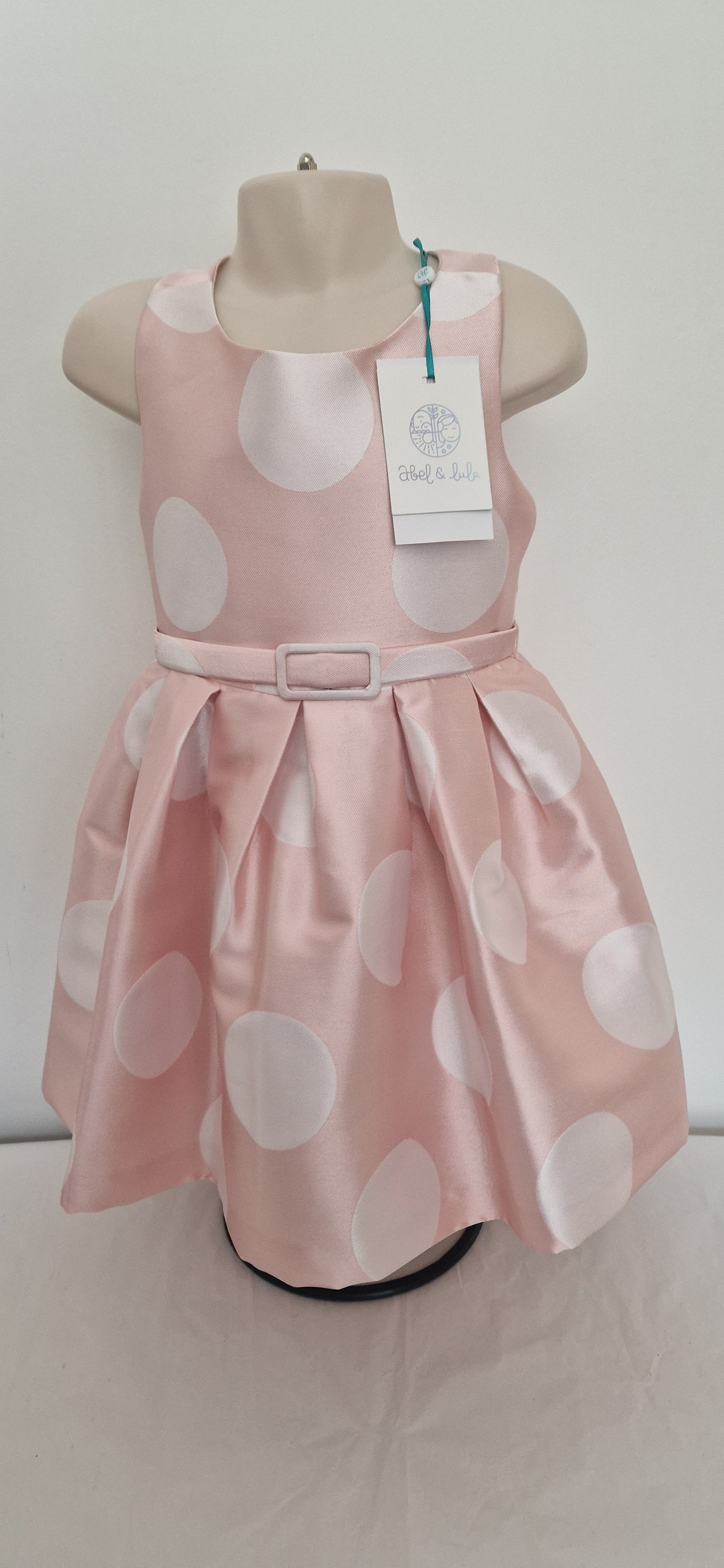 Abel & Lula Pink Satin Polka Dot Dress Age 4