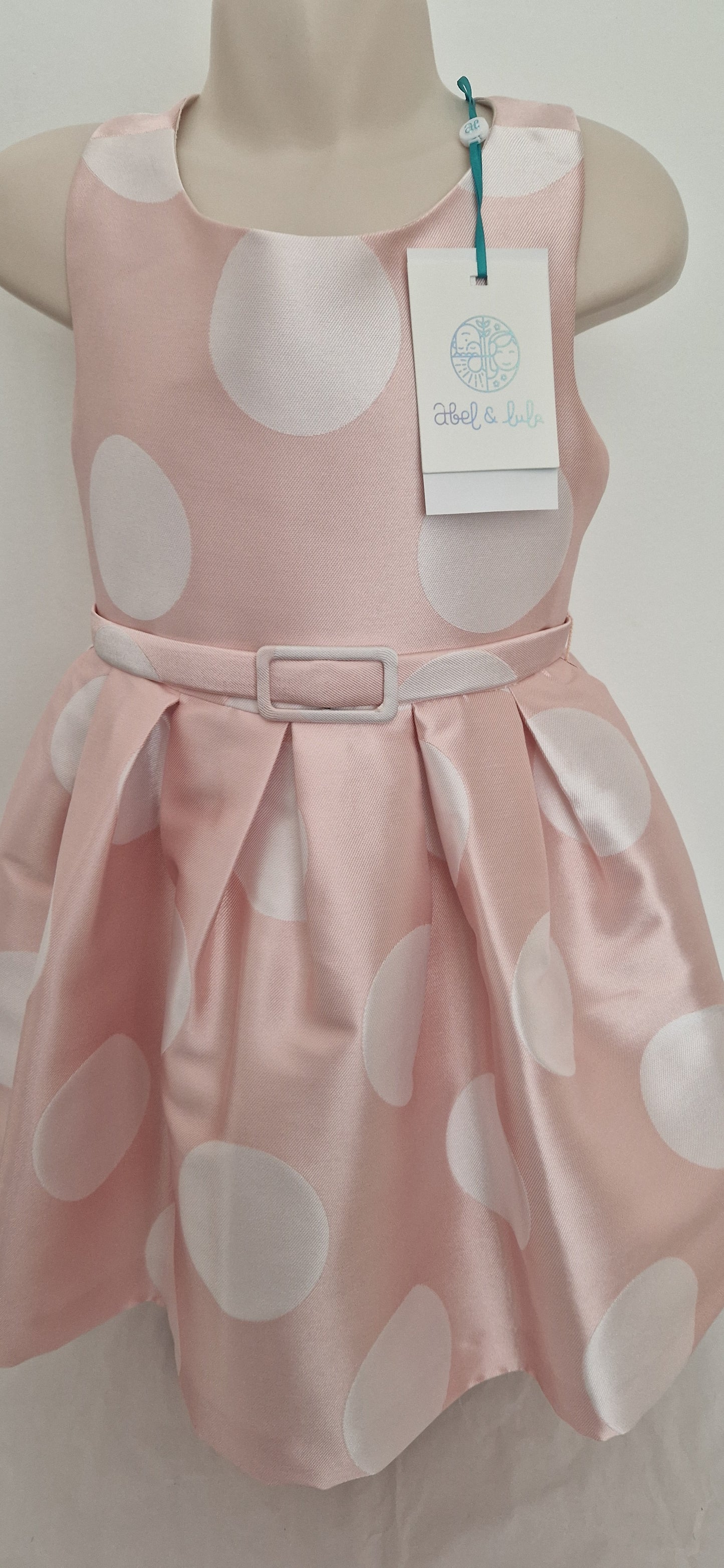 Abel & Lula Pink Satin Polka Dot Dress Age 4