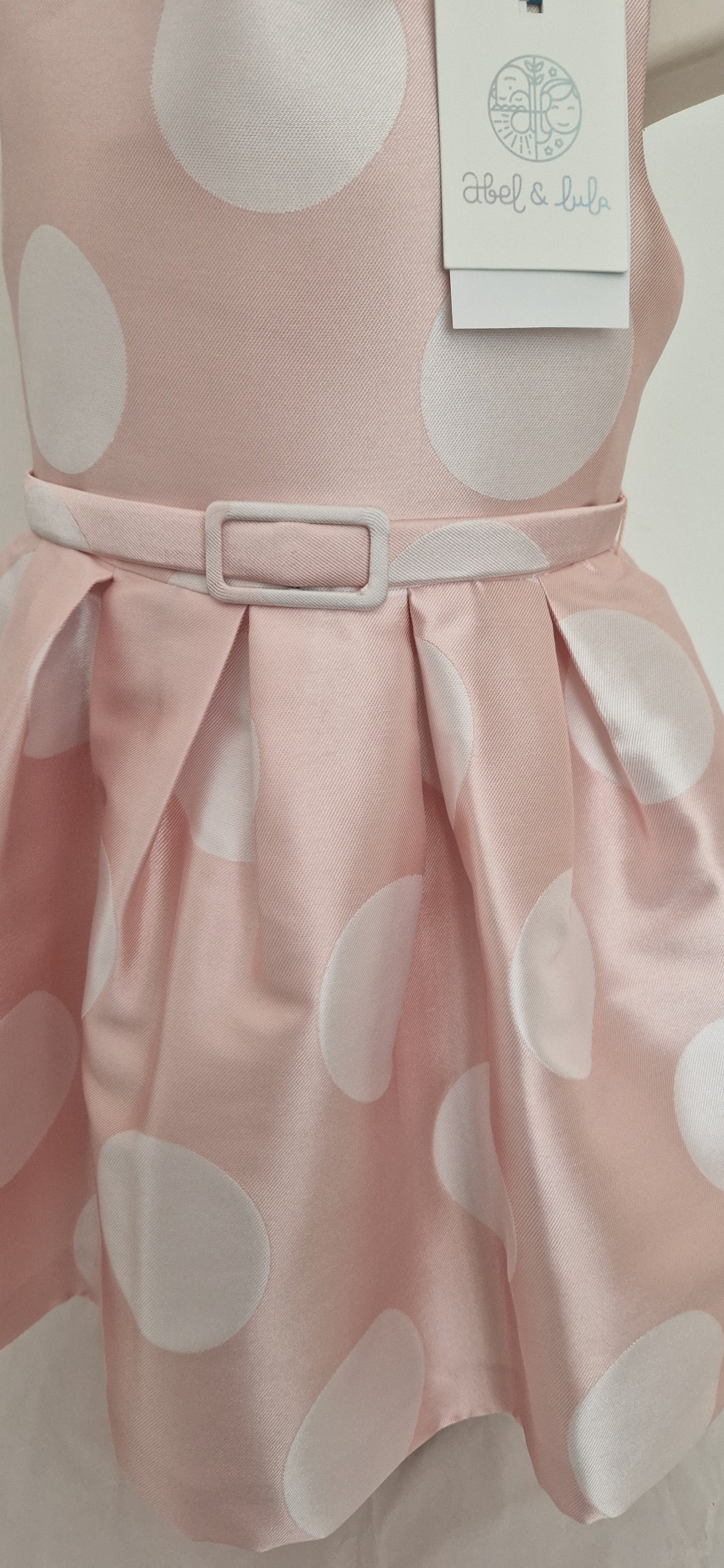 Abel & Lula Pink Satin Polka Dot Dress Age 4