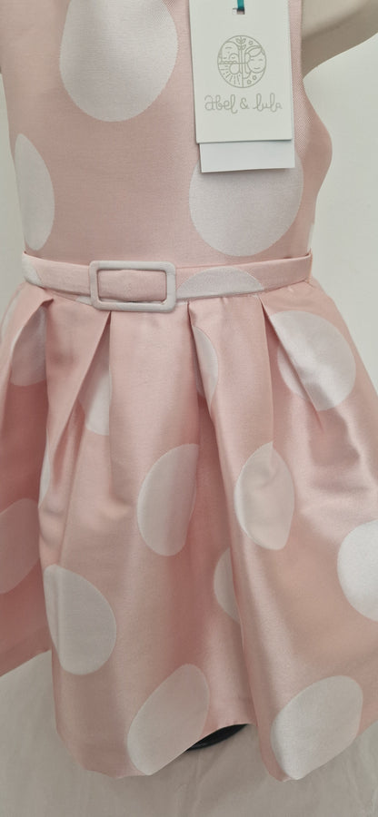 Abel & Lula Pink Satin Polka Dot Dress Age 4