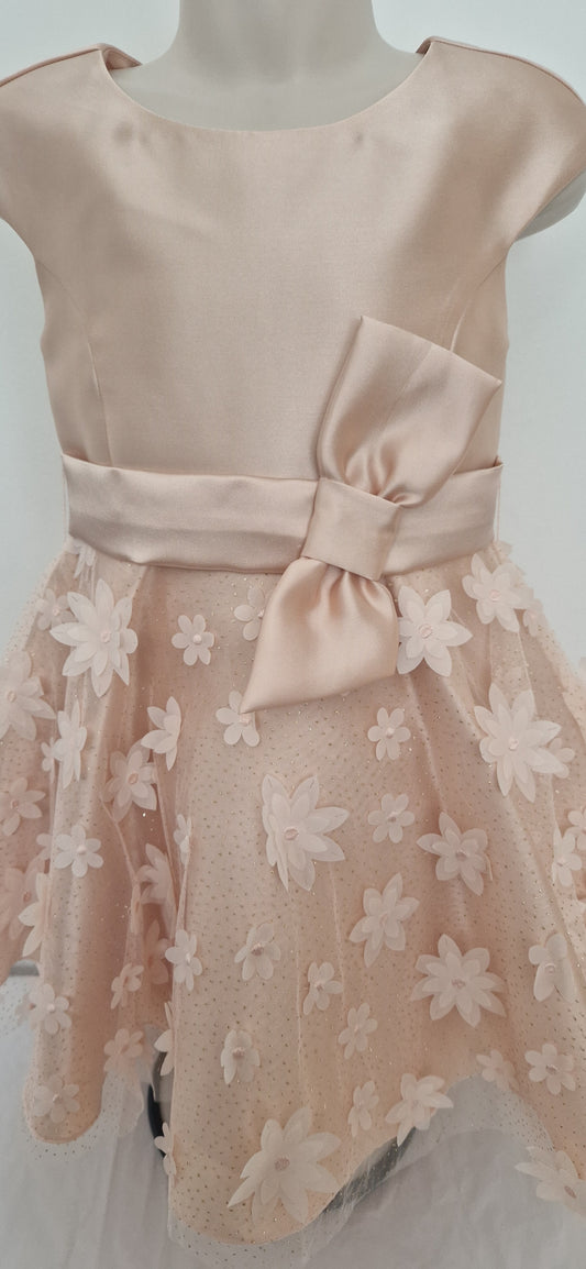 Abel & Lula Mikado Dress With Embossed Flowers Age 4