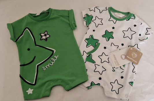 Mayoral Short Smile Stars Romper Twin-Pack Newborn Boys (0-1 Month)