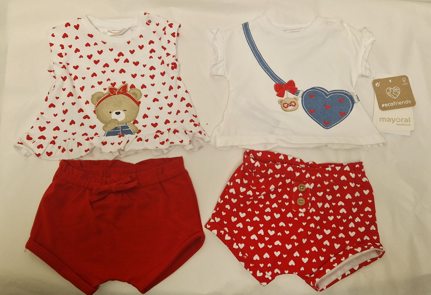 Mayoral Newborn Girls Four-Piece Teddy & Hearts Set (0-1 Month)