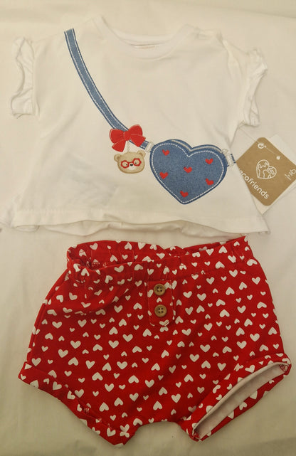 Mayoral Newborn Girls Four-Piece Teddy & Hearts Set (0-1 Month)