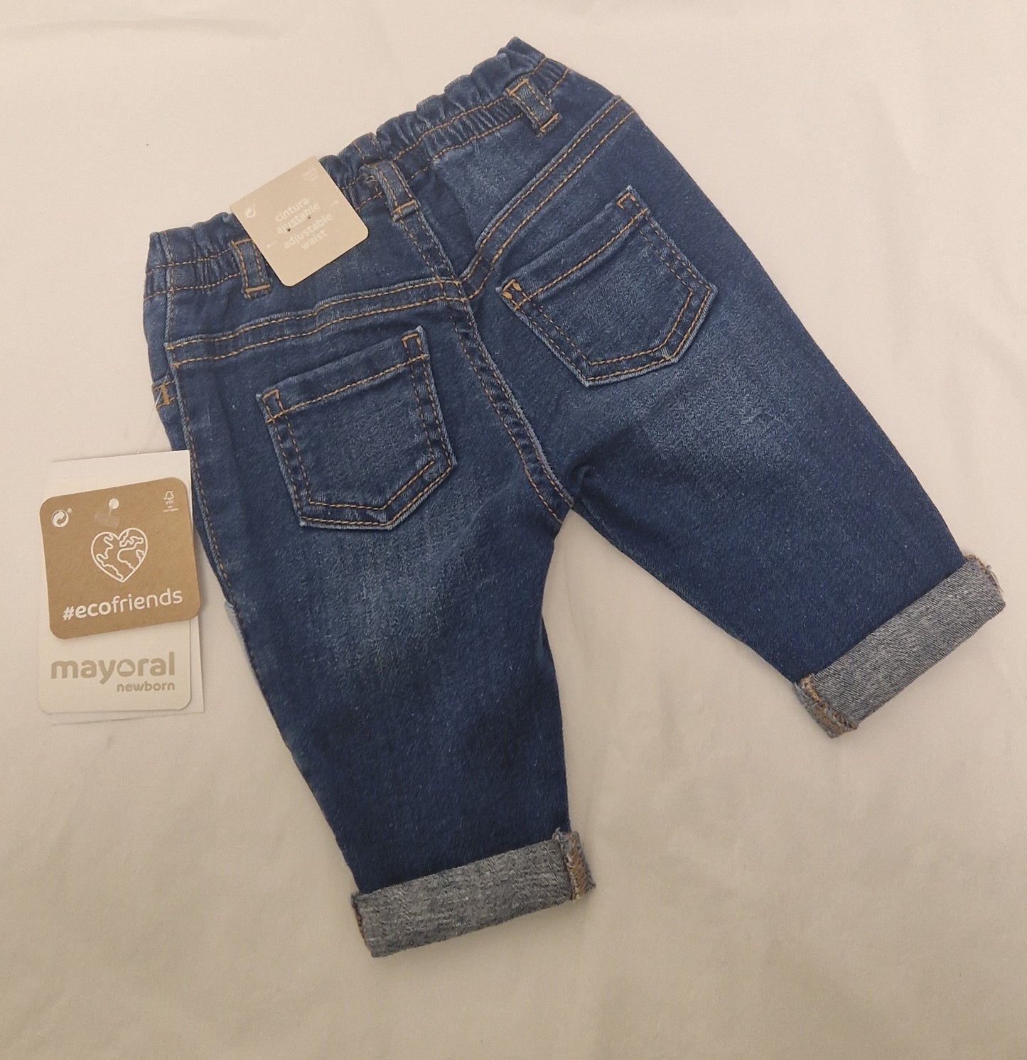 Mayoral Newborn (0-1 Month) Girls Heart Detail Dark Blue Jeans