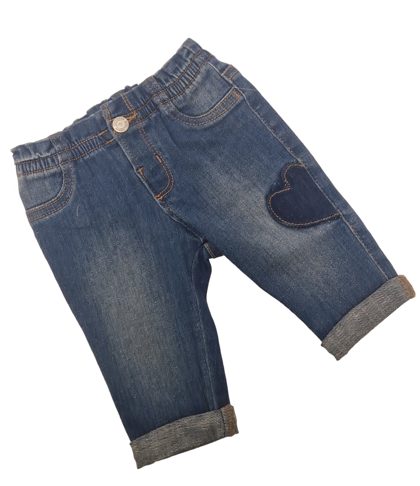 Mayoral Newborn (0-1 Month) Girls Heart Detail Mid Blue Jeans