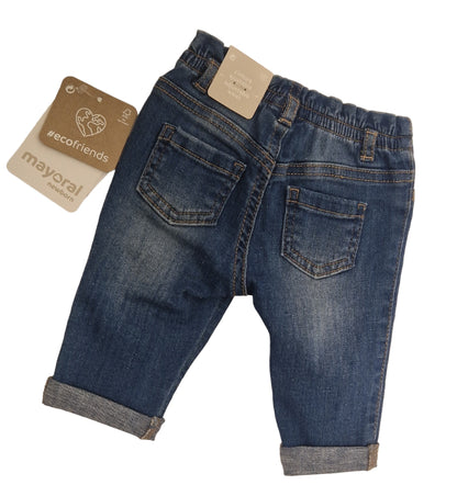 Mayoral Newborn (0-1 Month) Girls Heart Detail Mid Blue Jeans