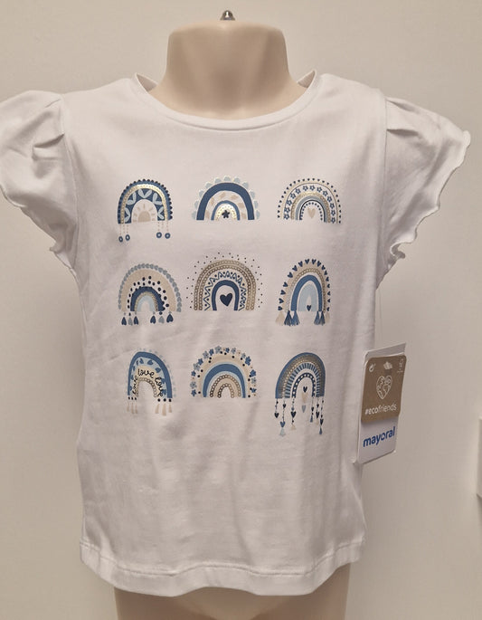 Mayoral Blue Rainbows Cotton T-Shirt Girls Age 4