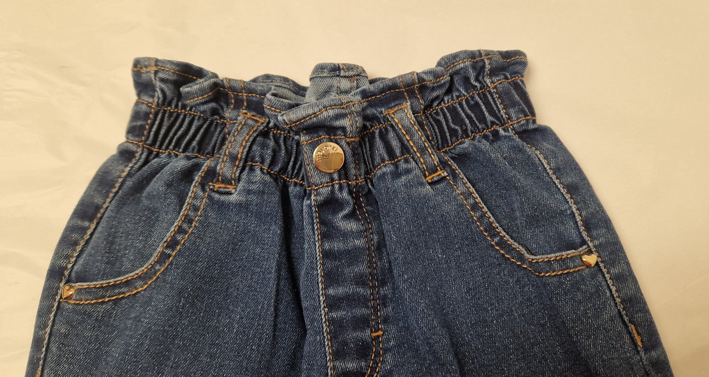 Mayoral Slouchy Jeans With Ruffle Waist Detail Girls Age 12 Months