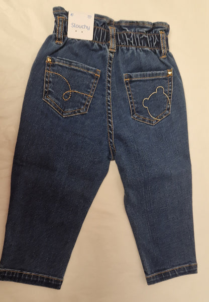 Mayoral Slouchy Jeans With Ruffle Waist Detail Girls Age 12 Months