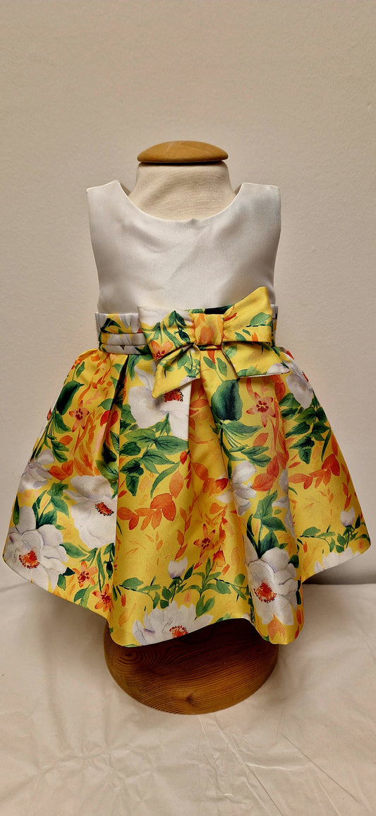 Abel & Lula  Girls Yellow Skirted Mikado Dress Age 12 Months