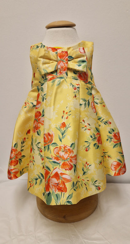 Abel & Lula Girls Yellow Floral Print Mikado Dress Age 12 Months