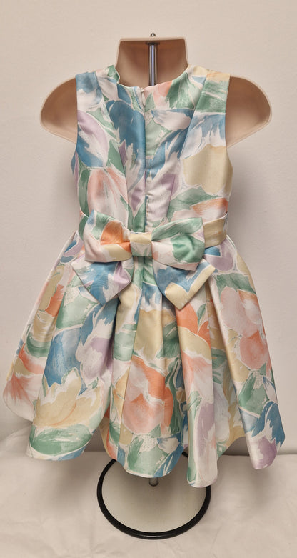 Abel & Lula Pale Floral Satin Dress Age 4