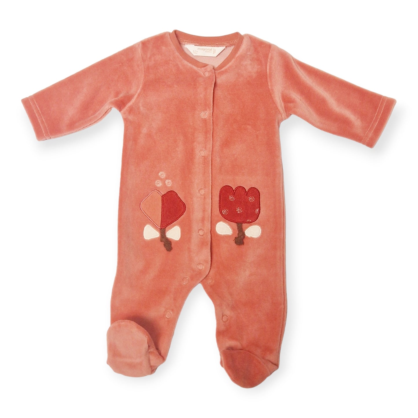 Mayoral Newborn Girls Cute Ladybugs Motif Velour Onesie Twin-Pack