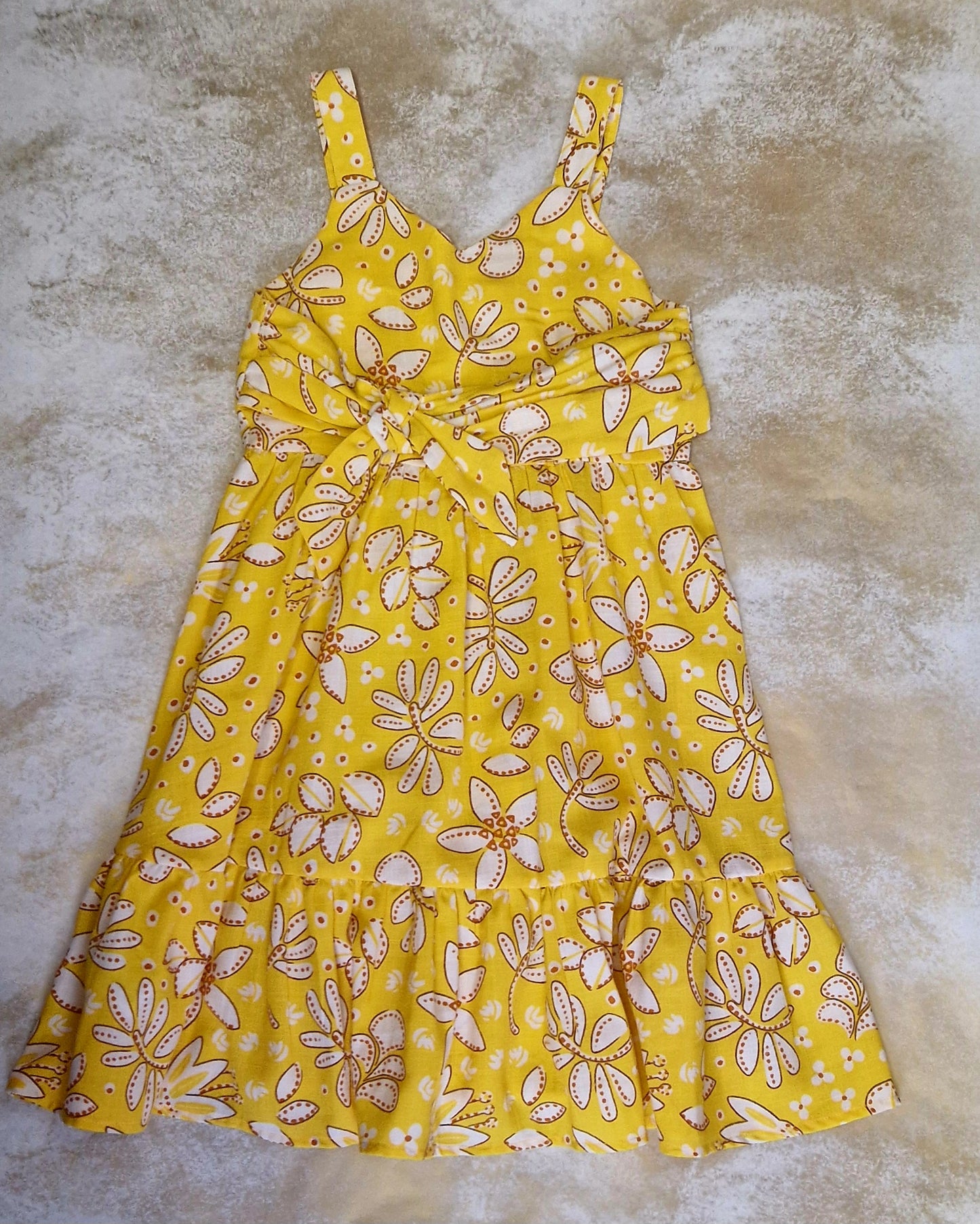 Mayoral Girls Age 8 Sunflower Yellow Printed Cotton Dress 6964-73