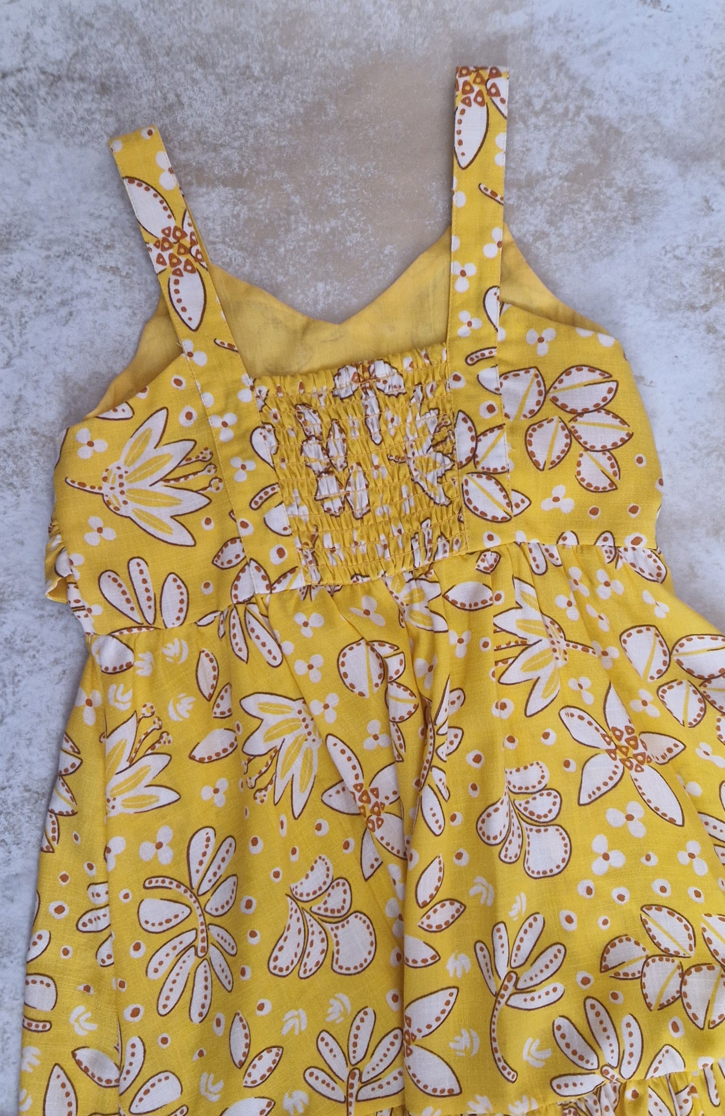 Mayoral Girls Age 8 Sunflower Yellow Printed Cotton Dress 6964-73