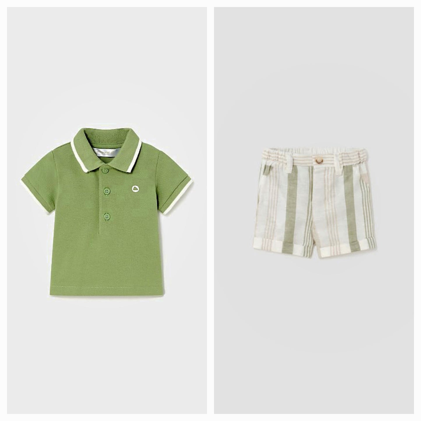 Mayoral Newborn Boys Cotton Polo Shirt  & Linen Blend Shorts Set 190–75/1213-42