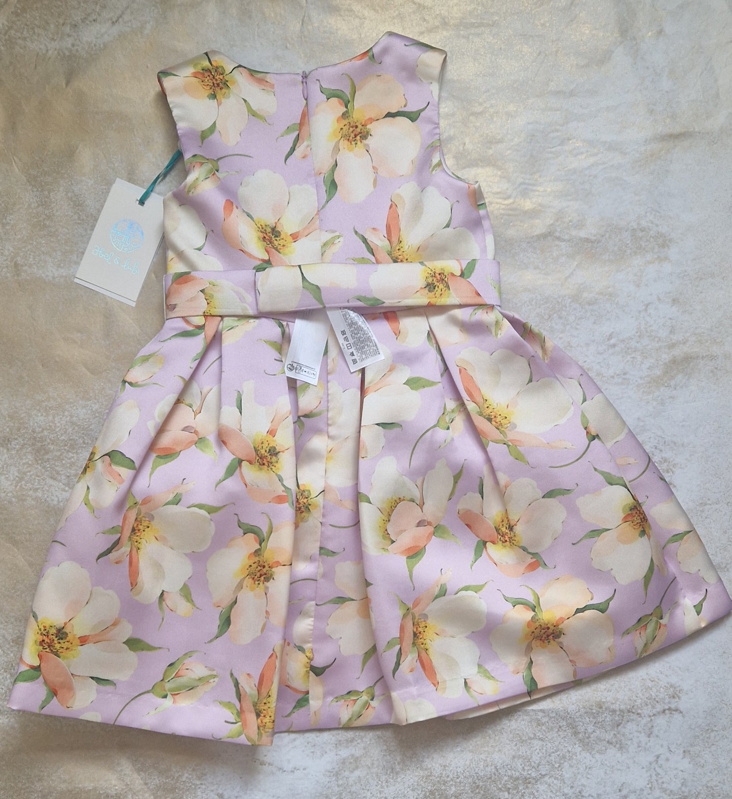 Abel & Lula Mikado Floral Printed Lilac Dress Age 4