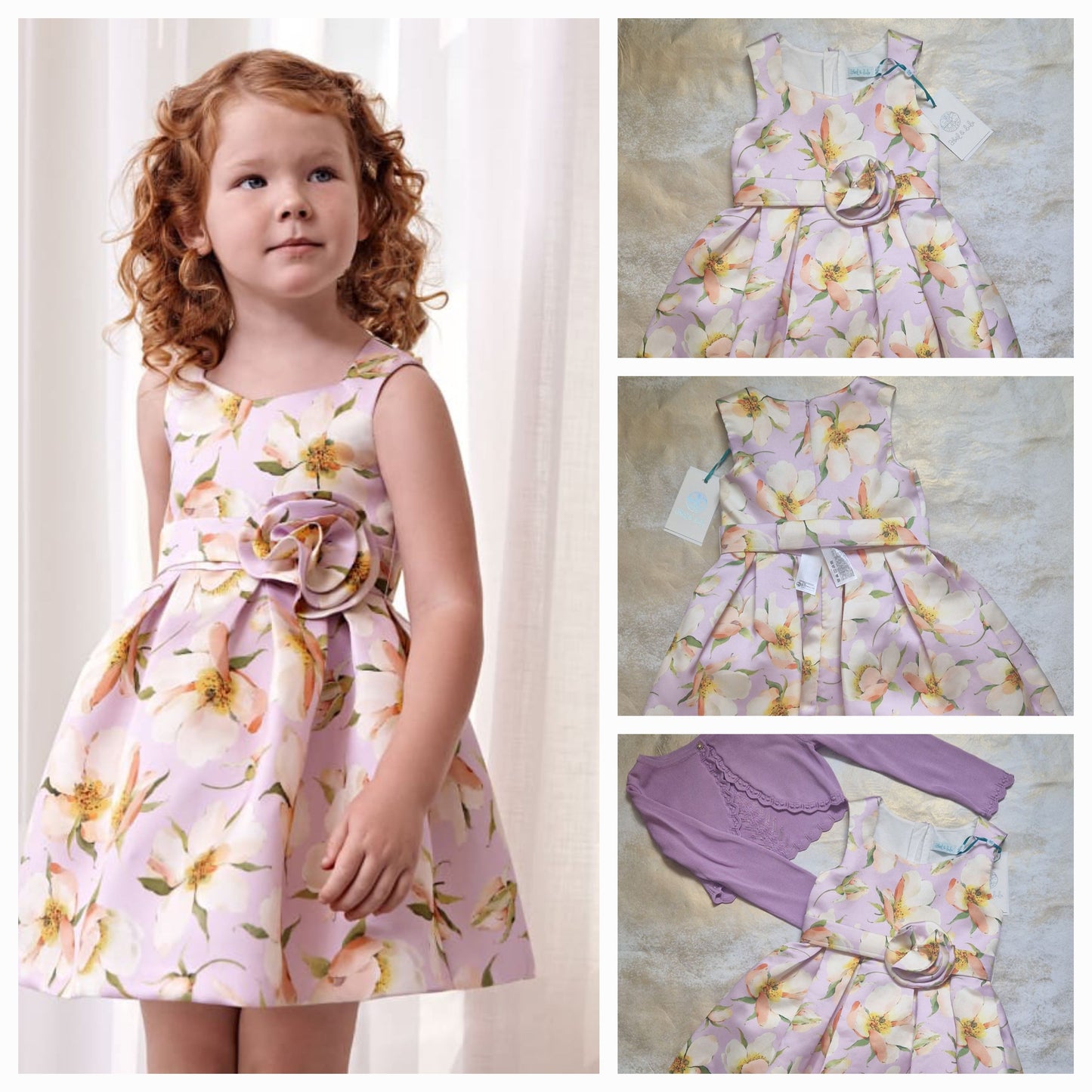 Abel & Lula Mikado Floral Printed Lilac Dress Age 4