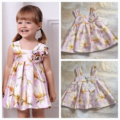 Abel & Lula Girls Printed Mikado Dress Age 12 Months