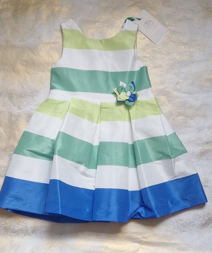 Abel & Lula Green Striped Dress  Age 4