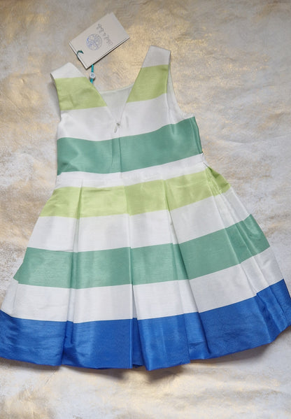 Abel & Lula Green Striped Dress  Age 4