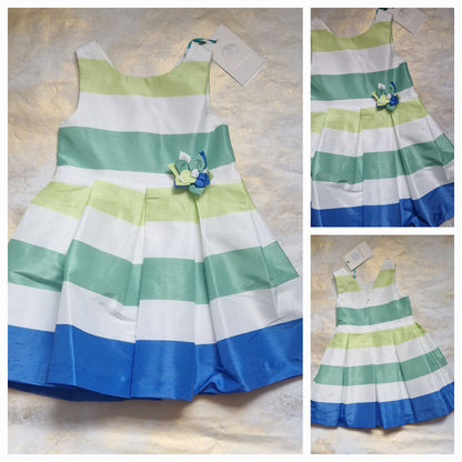 Abel & Lula Green Striped Dress  Age 4