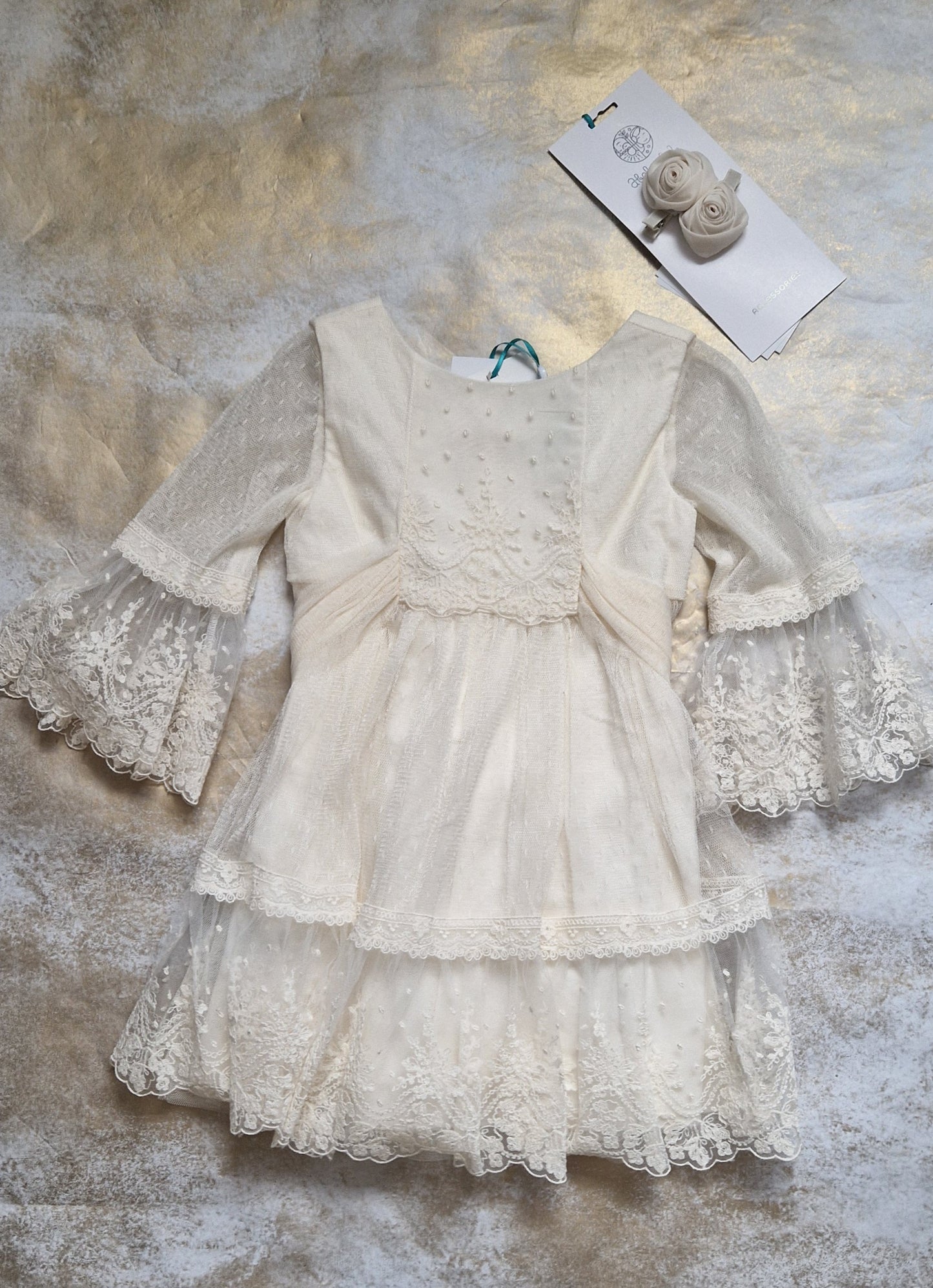 Abel & Lula Tulle Plumeti Dress & Hair Slides Age 4