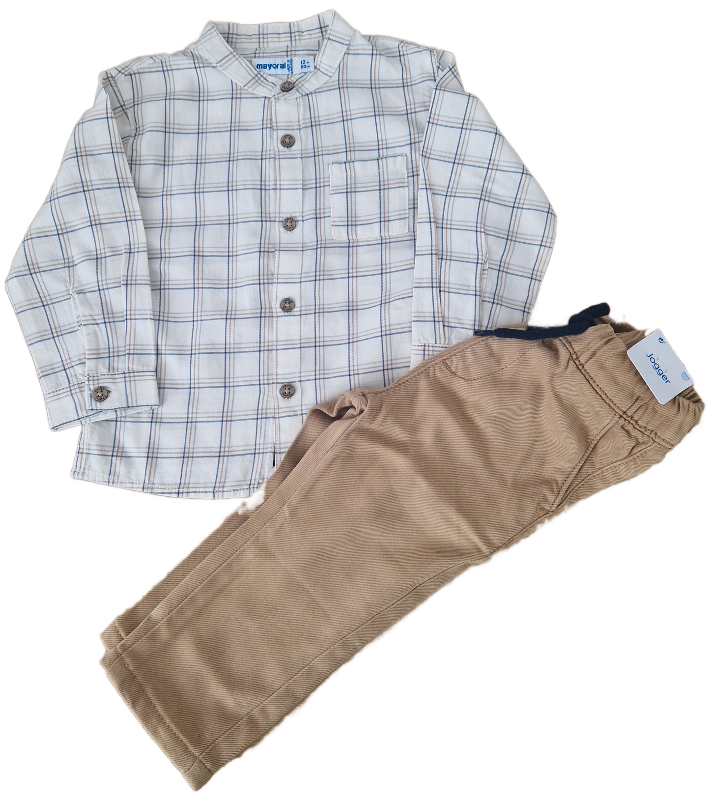 Mayoral 12 Month Boys Checked Shirt & Jogger Style Trousers Set 2545 76