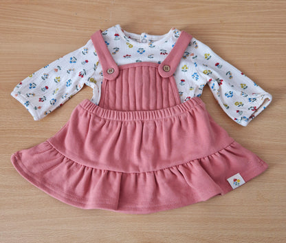 Mayoral Newborn Girls Dungaree Dress & Floral Top Set 2611 9