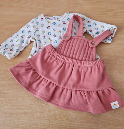 Mayoral Newborn Girls Dungaree Dress & Floral Top Set 2611 9