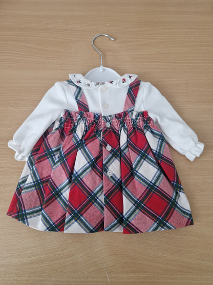 Mayoral Newborn 0-1 Month Girls Checked Pinafore Dress 2801 8