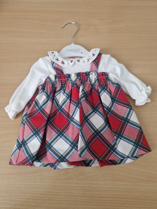 Mayoral Newborn 0-1 Month Girls Checked Pinafore Dress 2801 8