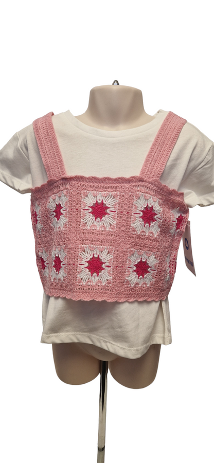 Mayoral Girls Age 8 Crochet Top and T-shirt Set