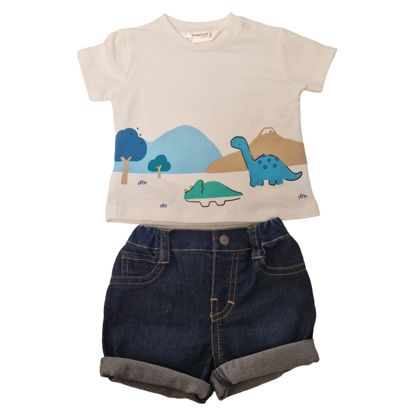 Mayoral Newborn Boys Denim Shorts  & T-Shirt Set