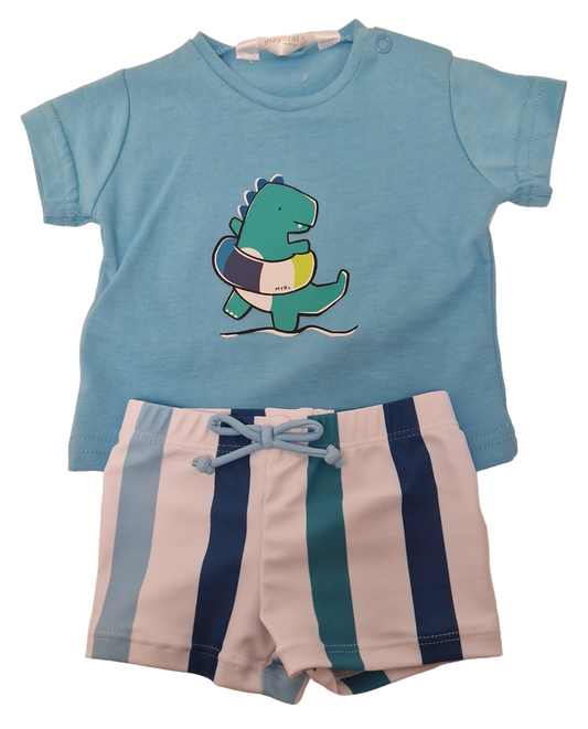 Mayoral Newborn Boys Dinosaur Swim Shorts & T-Shirt Set