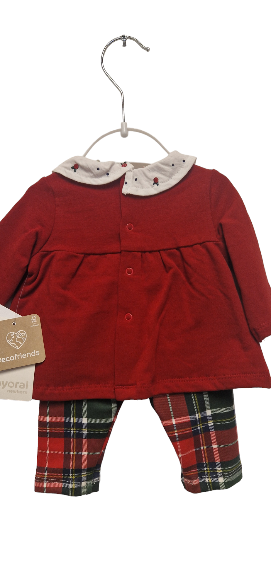 Mayoral Newborn Girls Tartan Leggings & Velour Top