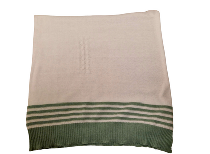 Mayoral Beige & Green Striped 100% Cotton Knitted Blanket