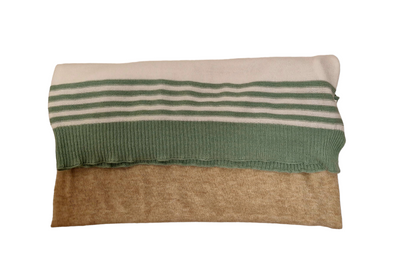 Mayoral Beige & Green Striped 100% Cotton Knitted Blanket