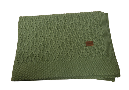 Mayoral Green Cable Knit 100% Cotton Blanket