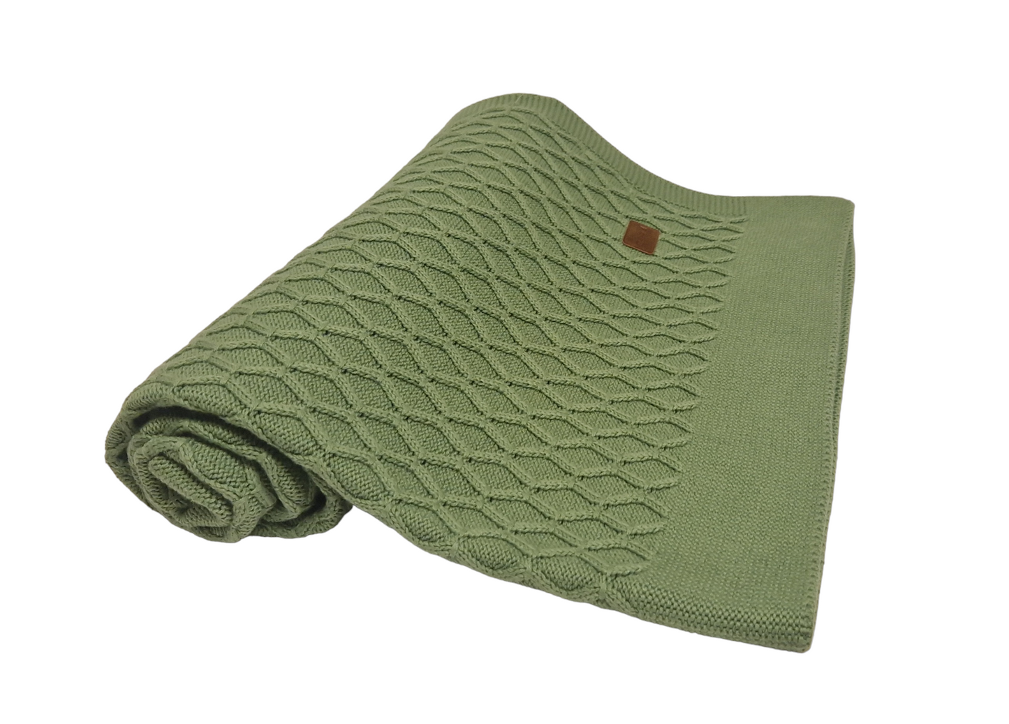 Mayoral Green Cable Knit 100% Cotton Blanket