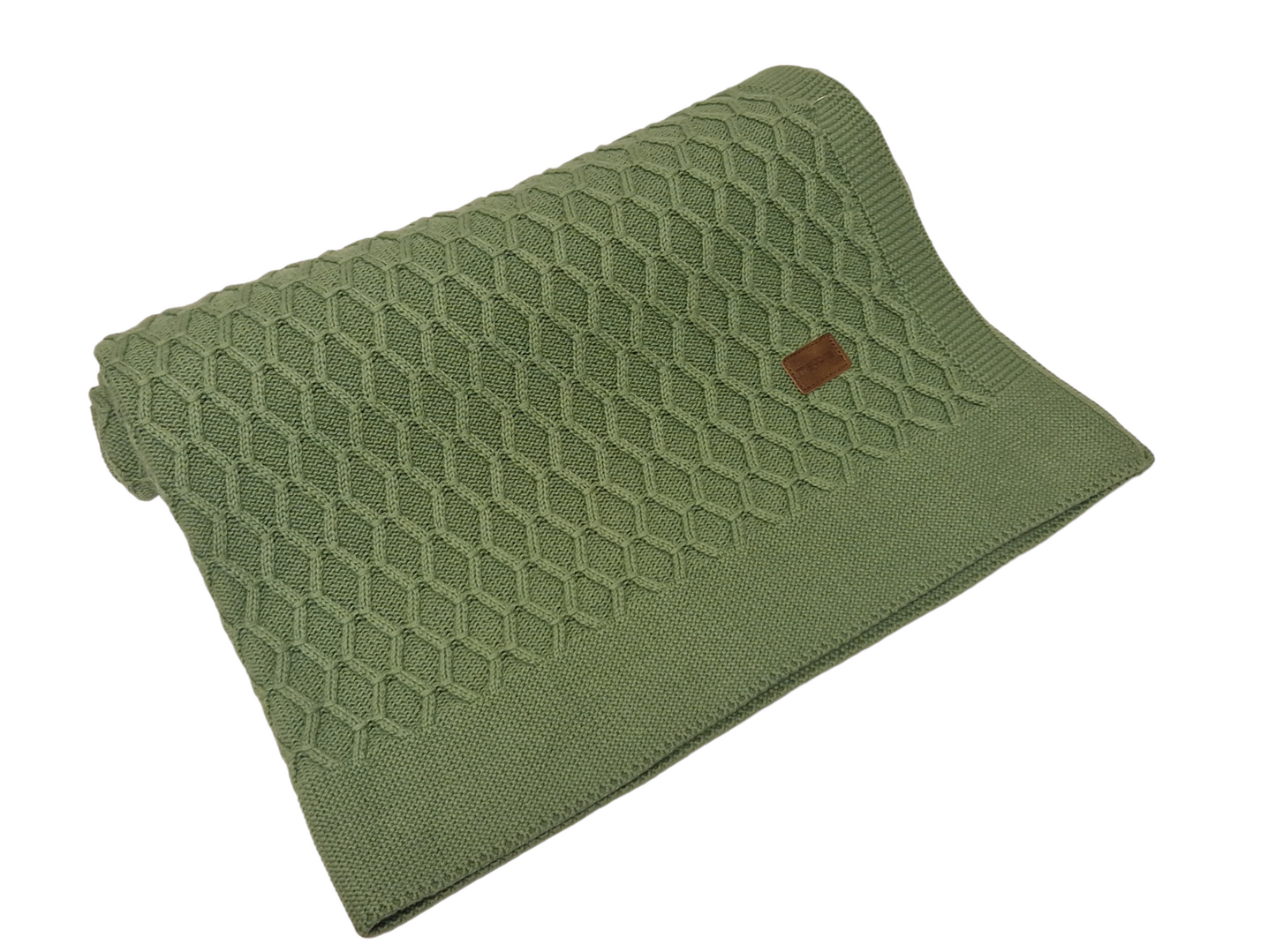 Mayoral Green Cable Knit 100% Cotton Blanket