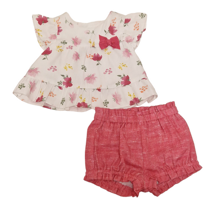 Mayoral Newborn (0-1 Month) Baby Girls Floral Romper Shorts & Frill Top Set