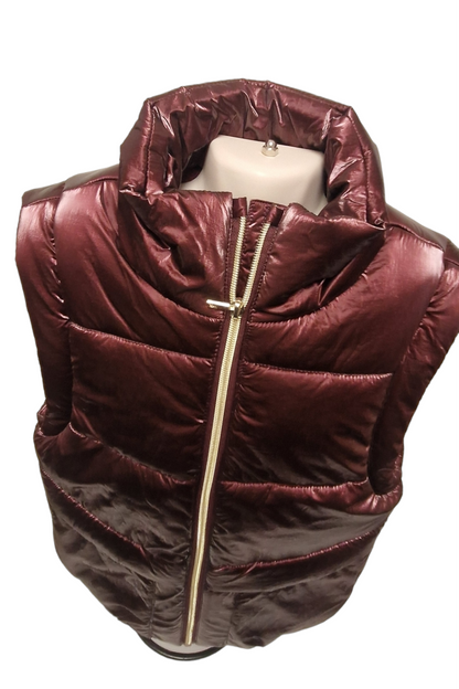 Mayoral Girls Age 8 Metallic Burgundy Gilet