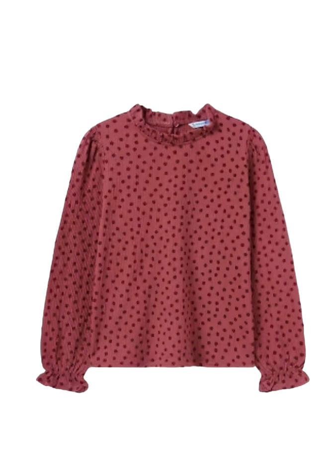 Mayoral Polka Dot Print Long- Sleeved Top Girls Age 8 (128cm)