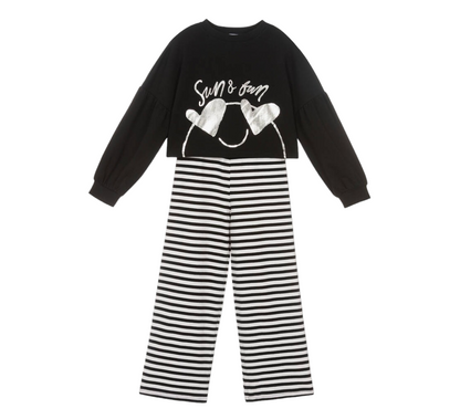 Mayoral Cropped Jumper & Striped Trouser Set Girls Age 8 (128cm)