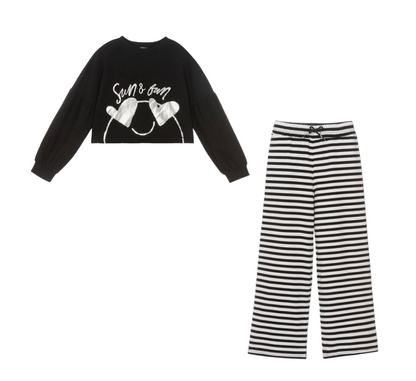 Mayoral Cropped Jumper & Striped Trouser Set Girls Age 8 (128cm)