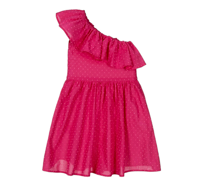 Mayoral One Shoulder Pink Ruffle Dress Girls Age 8 (128cm)